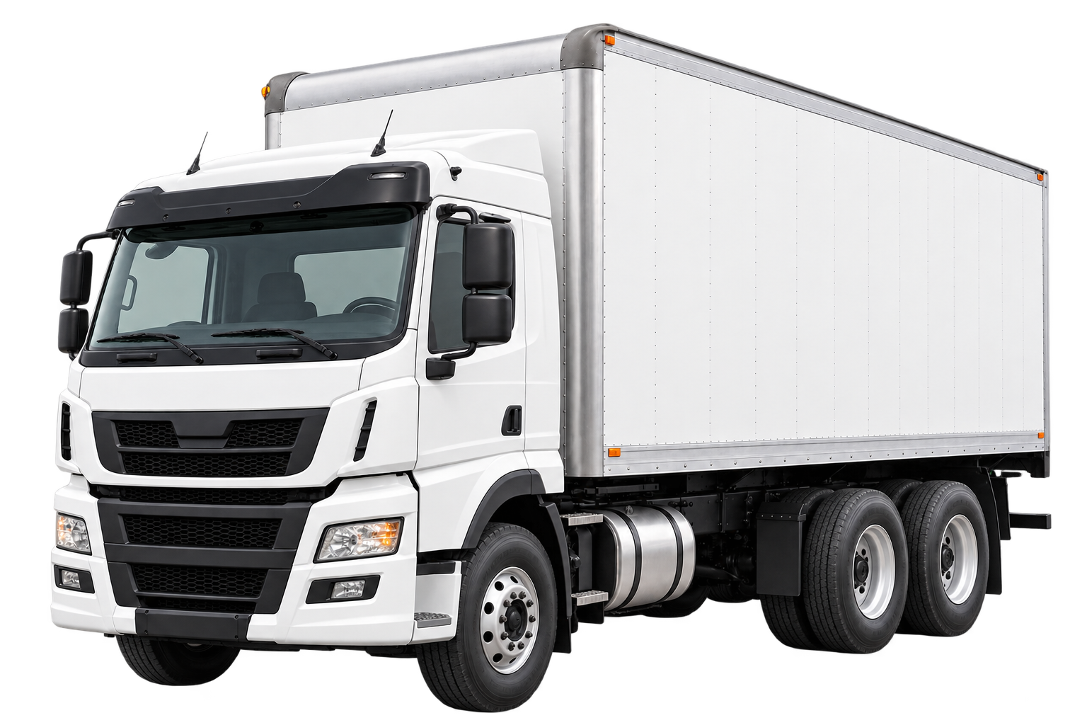 Caminhão Truck baú com dois eixos traseiros para transporte de cargas